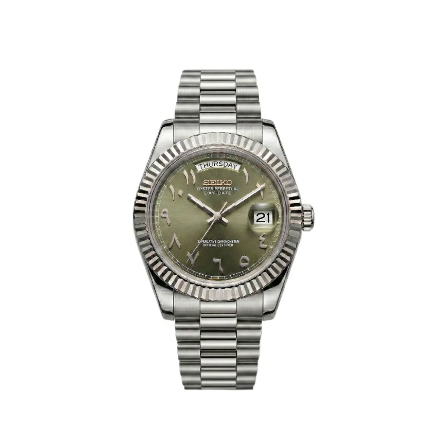 Seiko Day-Date Olive Arabic Dial